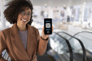 woman-qrcode-health-passport
